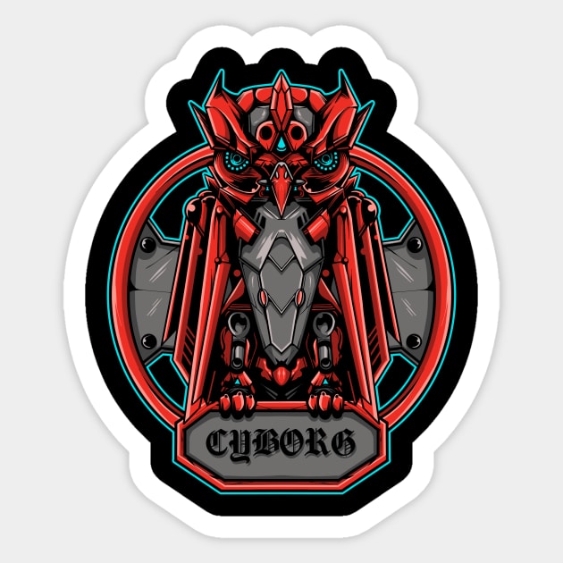 Owl Cyborg Sticker by phsycartwork